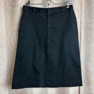 Gap Vintage 90s Black Knee Length Midi Chino A-Line Pencil Skirt Stretch Size 8